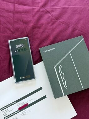 Samsung Galaxy Z Fold7 in Blue Shadow with Clear Case